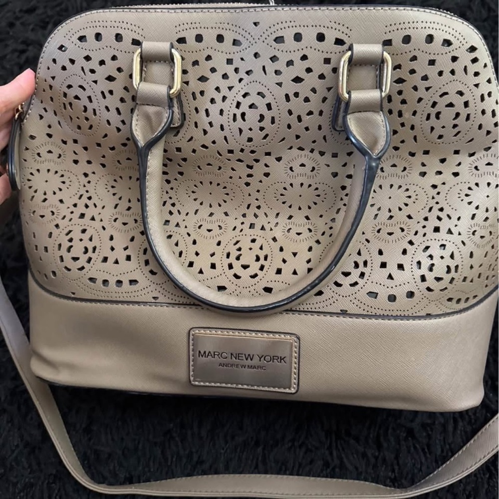 Marc New York Taupe Laser-Cut Satchel